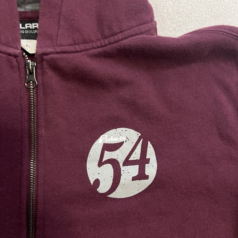 Vintage Polaris RZR Hoodie Men's Size XL Burgundy Drawstrings Pocket Fleece ATV - Picture 6 of 9